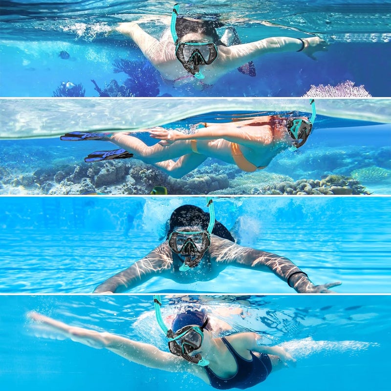 SOLAVA Snorkeling Gear for Adults, Snorkel Set Scuba Diving mask Dry-Top, Adult Swimming Goggles with Nose Cover, HD Tempered Glass Panoramic Anti-Leak Anti-Fog - Image 5